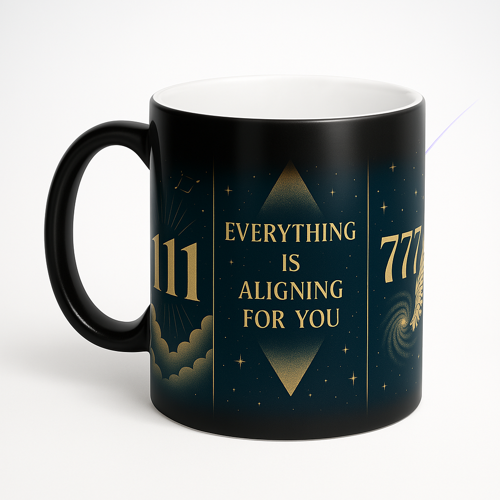 Angel Number Magic Mug – Heat Reveal 111 777 Spiritual Manifestation Coffee Cup