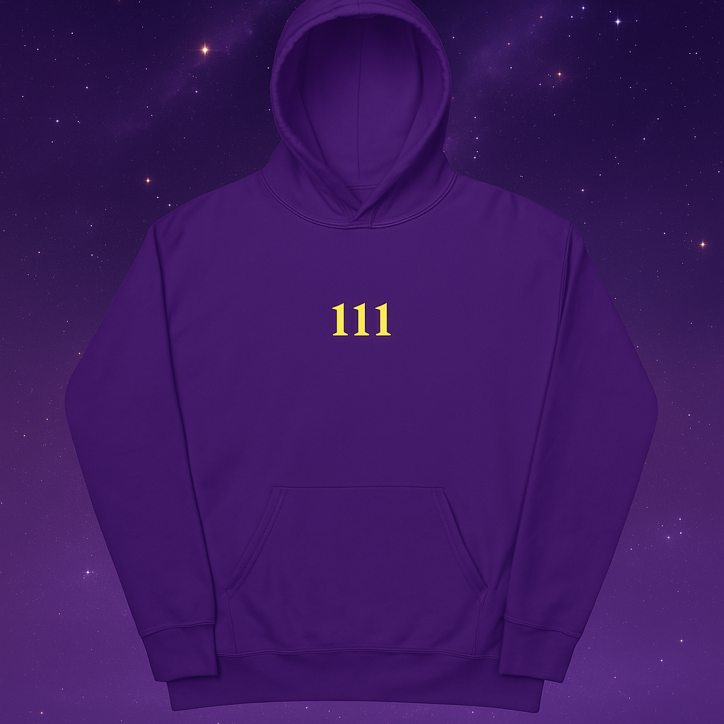 111 Angel Number Embroidered Hoodie | Unisex Sacred Gold Manifestation Sweatshirt for Alignment, Intuition & New Beginnings